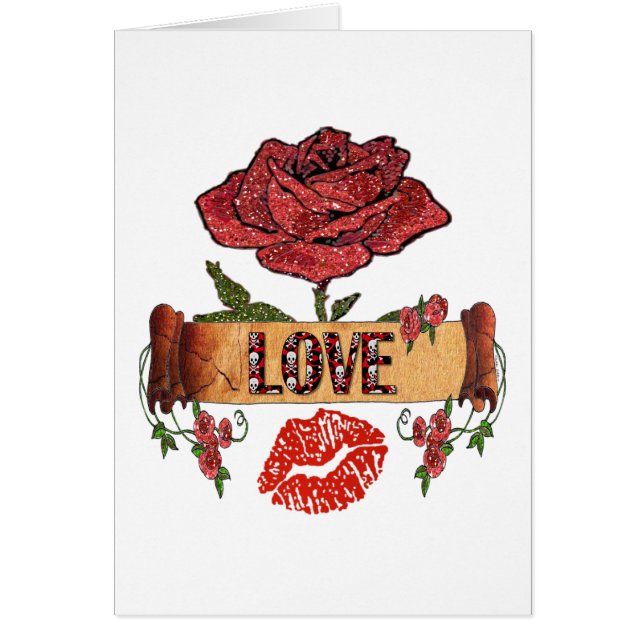 RAB Rockabilly Ro, Kärlek och Lipstick Hälsningskort (Framsidan)