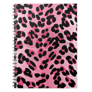 RAB Rockabilly Rosa Cheetah Skriv ut Anteckningsbok Med Spiral