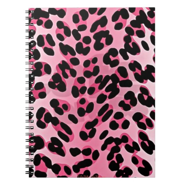 RAB Rockabilly Rosa Cheetah Skriv ut Anteckningsbok Med Spiral (Framsidan)