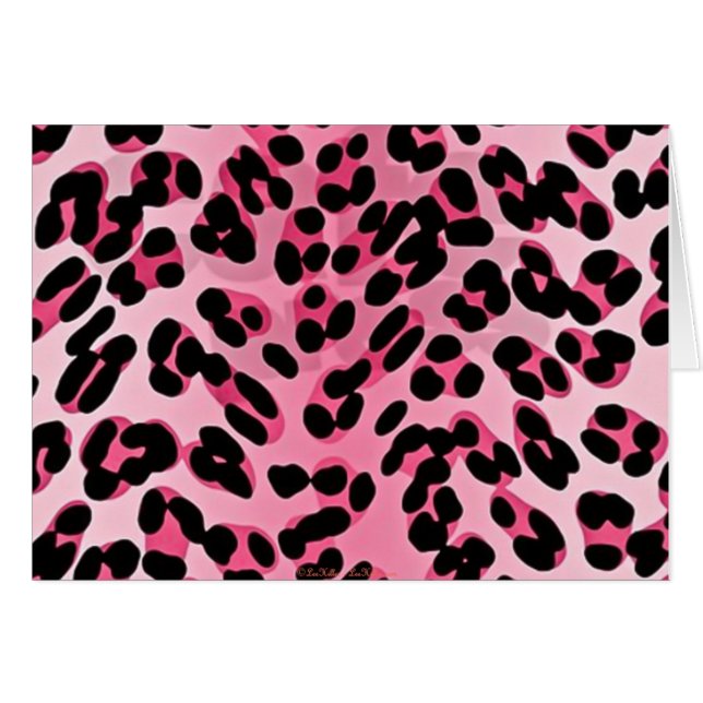 RAB Rockabilly Rosa Cheetah Skriv ut Hälsningskort (Framsidan Horizontal)