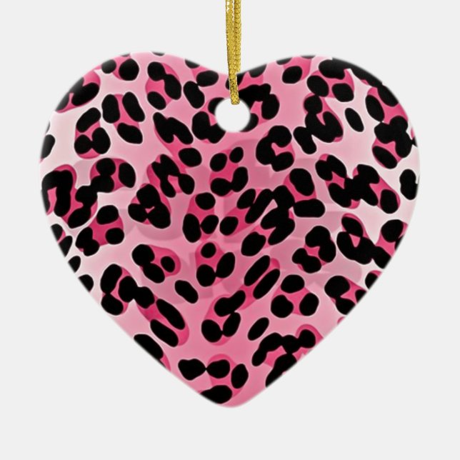 RAB Rockabilly Rosa Cheetah Skriv ut Julgransprydnad Keramik (Framsidan)