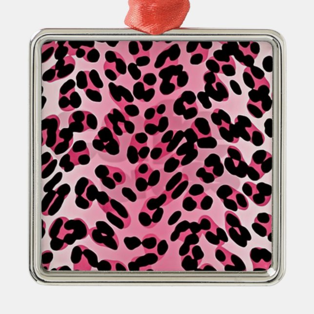RAB Rockabilly Rosa Cheetah Skriv ut Julgransprydnad Metall (Framsidan)