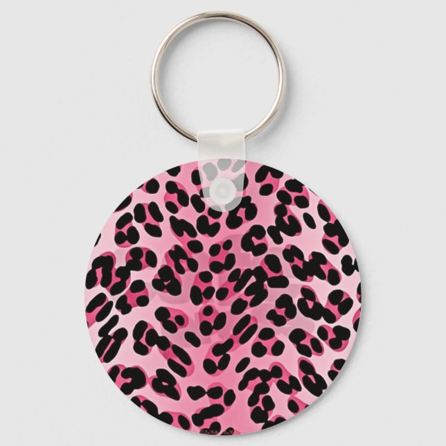 RAB Rockabilly Rosa Cheetah Skriv ut Nyckelring (Framsida)