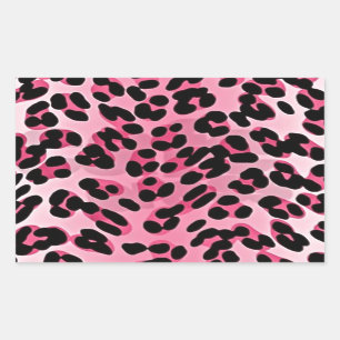 RAB Rockabilly Rosa Cheetah Skriv ut Rektangulärt Klistermärke