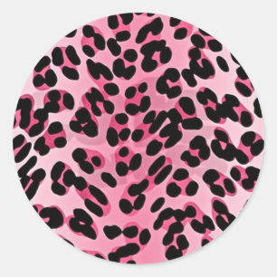 RAB Rockabilly Rosa Cheetah Skriv ut Runt Klistermärke