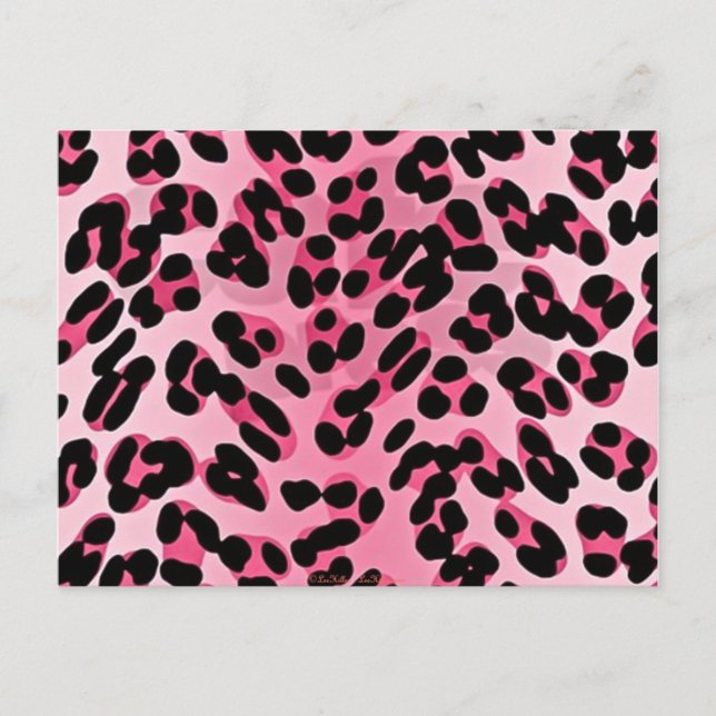 RAB Rockabilly Rosa Cheetah Skriv ut Vykort (Framsida)