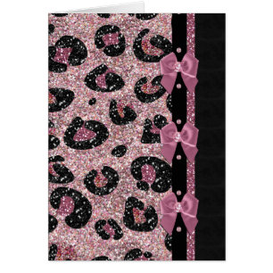 RAB Rockabilly Rosa Leopard Skriv ut menyfliksområ Hälsningskort