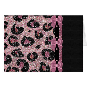RAB Rockabilly Rosa Leopard Skriv ut menyfliksområ Hälsningskort