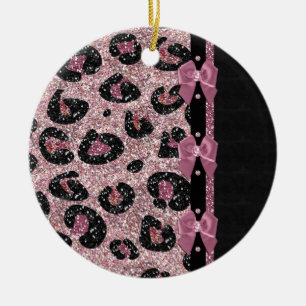 RAB Rockabilly Rosa Leopard Skriv ut menyfliksområ Julgransprydnad Keramik