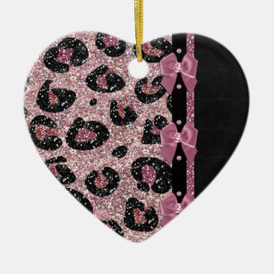 RAB Rockabilly Rosa Leopard Skriv ut menyfliksområ Julgransprydnad Keramik