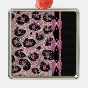 RAB Rockabilly Rosa Leopard Skriv ut menyfliksområ Julgransprydnad Metall