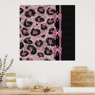 RAB Rockabilly Rosa Leopard Skriv ut menyfliksområ Poster