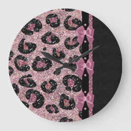 RAB Rockabilly Rosa Leopard Skriv ut menyfliksområ Stor Klocka