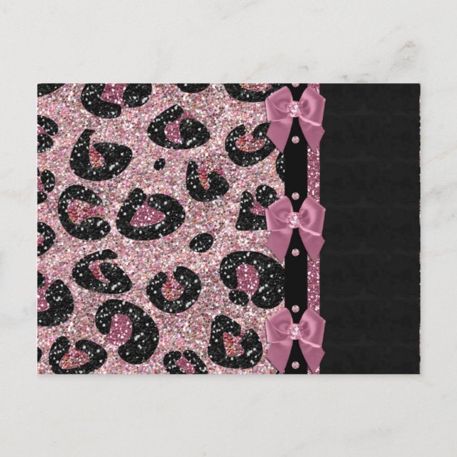 RAB Rockabilly Rosa Leopardsminkade Bandbågar Vykort (Framsida)