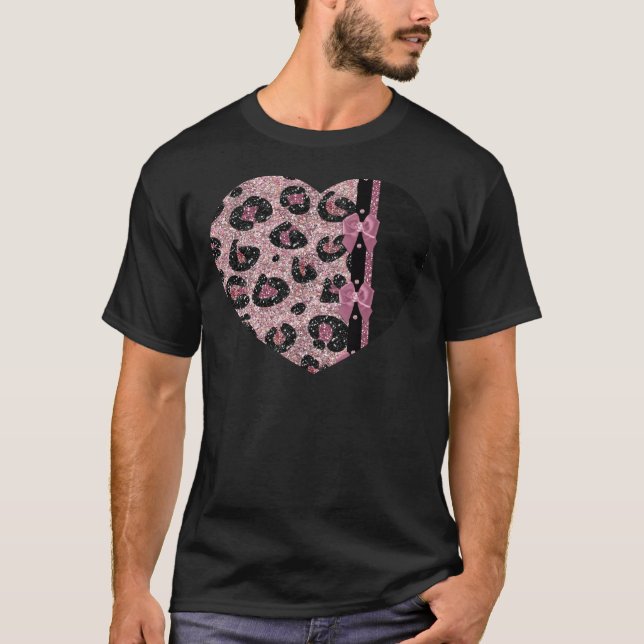 RAB Rockabilly Rosa Leopardtryck Band Bågar T Shirt (Framsida)