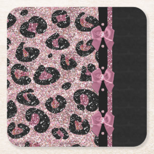 RAB Rockabilly Rosa Leopardtryck Band Bågar Underlägg Papper Kvadrat