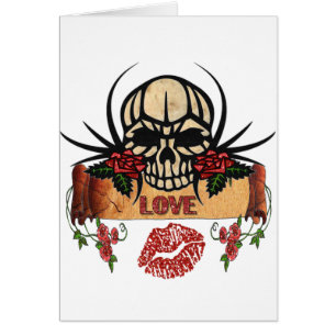 RAB Rockabilly Skull Ro Kärlek Lipstick Hälsningskort