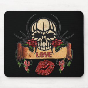 RAB Rockabilly Skull Ro Kärlek Lipstick Musmatta