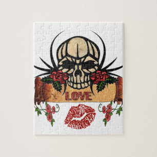 RAB Rockabilly Skull Ro Kärlek Lipstick Pussel
