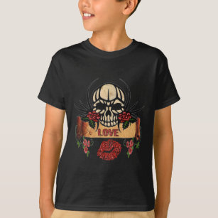 RAB Rockabilly Skull Ro Kärlek Lipstick T Shirt
