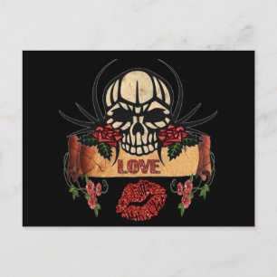 RAB Rockabilly Skull Ro Kärlek Lipstick Vykort