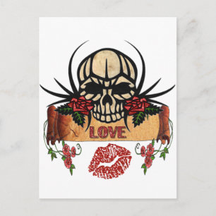 RAB Rockabilly Skull Ro Kärlek Lipstick Vykort