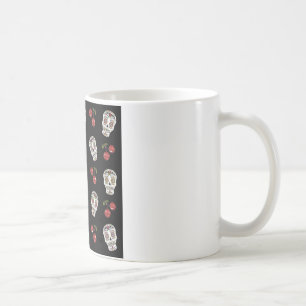 RAB Rockabilly Socker Dödskallar Körsbär På Svart Kaffemugg