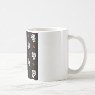 RAB Rockabilly Socker Dödskallar Rosor På Svart Kaffemugg