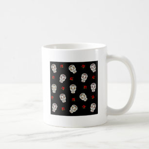 RAB Rockabilly Socker Dödskallar Rosor På Svart Kaffemugg