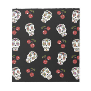 RAB Rockabilly Sugar Döskallars Cherries on Black Anteckningsblock