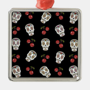 RAB Rockabilly Sugar Döskallars Cherries on Black Julgransprydnad Metall