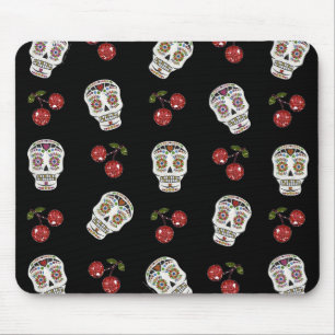 RAB Rockabilly Sugar Döskallars Cherries on Black Musmatta