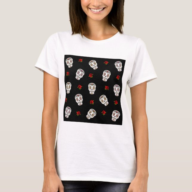 RAB Rockabilly Sugar Döskallars Ro on Black T-shirt (Framsida)
