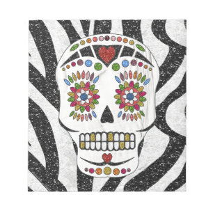 RAB Rockabilly Sugar Skull på Zebra tryck Anteckningsblock