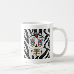 RAB Rockabilly Sugar Skull på Zebra tryck Kaffemugg
