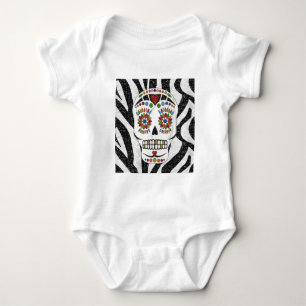 RAB Rockabilly Sugar Skull på Zebra tryck T-shirt