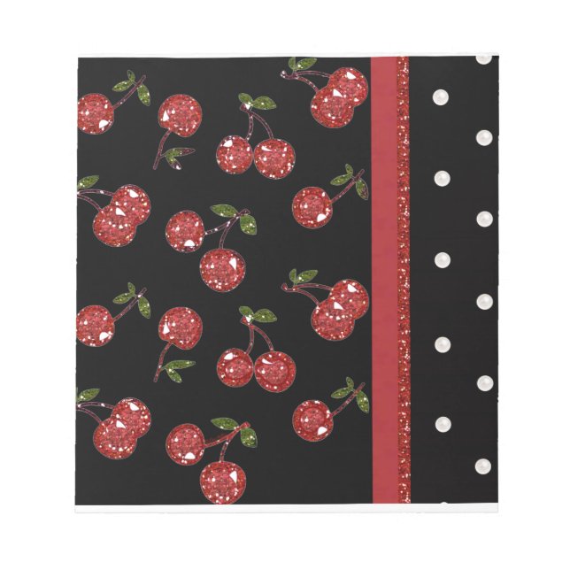 RAB Rockabilly Väldigt Cherry Cherries Black Anteckningsblock (Framsida)