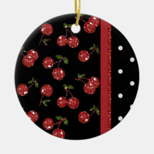RAB Rockabilly Väldigt Cherry Cherries Black Julgransprydnad Keramik