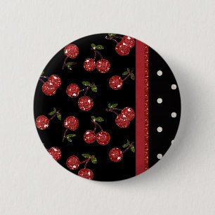 RAB Rockabilly Väldigt Cherry Cherries Black Knapp