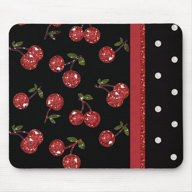 RAB Rockabilly Väldigt Cherry Cherries Black Musmatta (Framsidan)