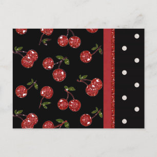 RAB Rockabilly Väldigt Cherry Cherries Black Vykort