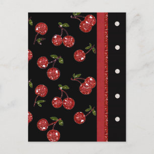 RAB Rockabilly Väldigt Cherry Cherries Black Vykort
