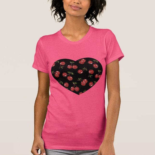 RAB Rockabilly Väldigt Cherry Cherries on Black Tee (Framsida)
