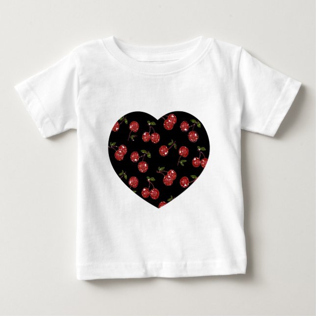 RAB Rockabilly Väldigt Cherry Cherries on Black Tee Shirt (Framsida)
