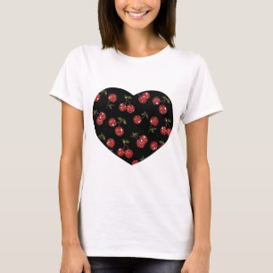 RAB Rockabilly Väldigt Cherry Cherries on Black Tee Shirt