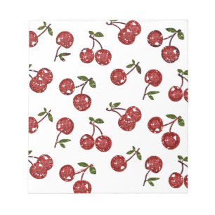 RAB Rockabilly Väldigt Cherry Cherries On White Anteckningsblock