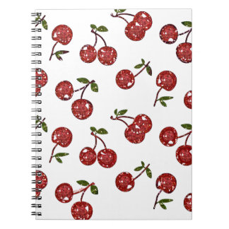 RAB Rockabilly Väldigt Cherry Cherries On White Anteckningsbok