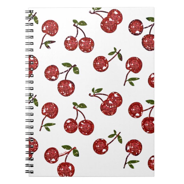 RAB Rockabilly Väldigt Cherry Cherries On White Anteckningsbok (Framsidan)