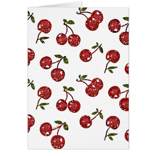 RAB Rockabilly Väldigt Cherry Cherries On White Hälsningskort (Framsidan)