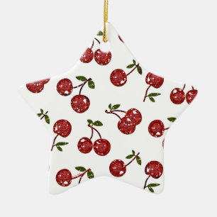 RAB Rockabilly Väldigt Cherry Cherries On White Julgransprydnad Keramik